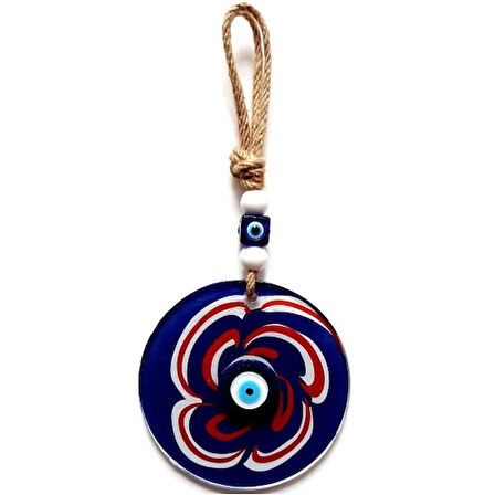 Dodes Nazar Boncuklu Lacivert Şeker Modelli Cam Duvar Süsü