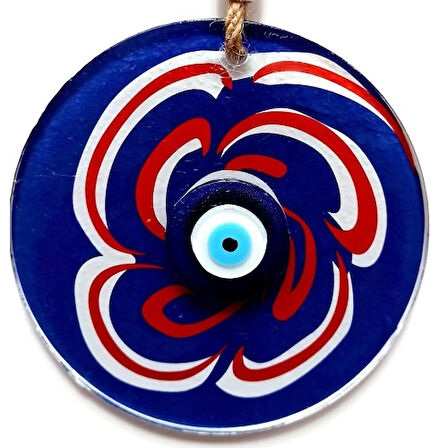 Dodes Nazar Boncuklu Lacivert Şeker Modelli Cam Duvar Süsü