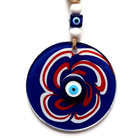 Dodes Nazar Boncuklu Lacivert Şeker Modelli Cam Duvar Süsü