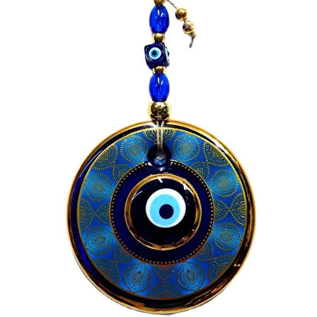 Dodes Altın Yaldızlı Nazar Boncuğu İşlemeli El Yapımı Duvar Süsü, Hediyelik Nazarlık