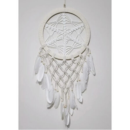 Dodes Yıldız Motifli Ekru Renk Büyük Boy Düş Kapanı Duvar Dekoru