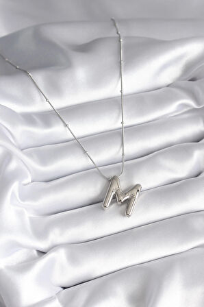 Dodes 316L Çelik Gümüş Renk Bubble "M" Harf Model Kadın Kolye TG27BKO8307