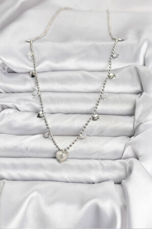 Dodes Dodes Pirinç Gümüş Renk Kalp Model Kadın Kolye TG27BKO10653