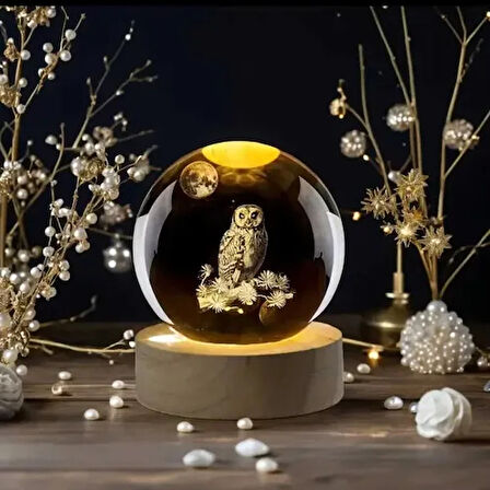 Dodes Dekoratif Baykuş Tasarımlı Işıklı Cam Küre