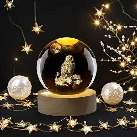 Dodes Dekoratif Baykuş Tasarımlı Işıklı Cam Küre