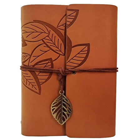 Dodes Deri Yaprak Desenli Defter