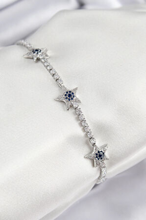 Dodes Pirinç Zirkon Taşlı Yıldız Model Gümüş Renk Kadın Bileklik TG27BB7902