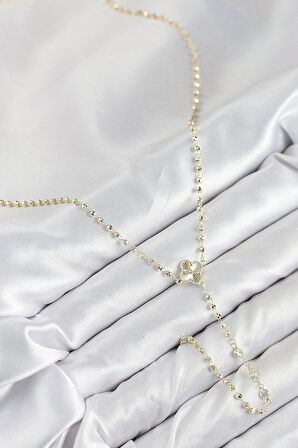 Dodes Dodes Pirinç Zirkon Taşlı Yonca Model Gold Renk Kadın Y Kolye TG27BKO10499