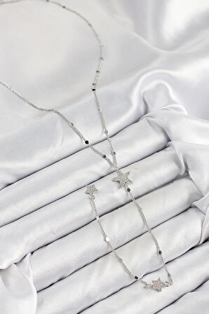 Dodes Pirinç Zirkon Taşlı Yıldız Model Gümüş Renk Y Kolye TG27BKO10458