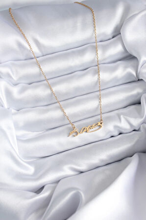 Dodes 316L Çelik Zincir Gold Renk Atatürk İmzası Model Kadın Kolye TG27BKO7842