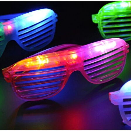 Dodes Led Işıklı Renkli Panjur Gözlük 12 Adet