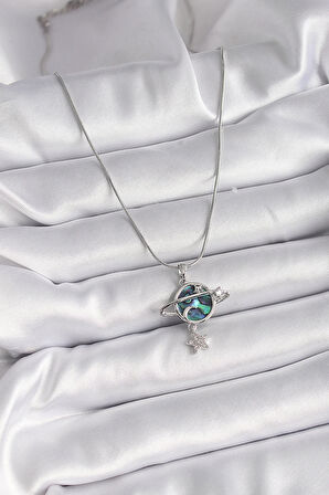 Dodes 316L Çelik Gümüş Renk Zincir Zirkon Taşlı Gezegen Model Kadın Kolye TG27BKO9478