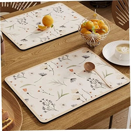 Dodes Çiçekli Kaymaz Servis Matı