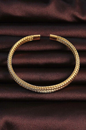 Dodes 316L Çelik Altın Renk Hasır Görünüm Erkek Bileklik TG27EB3675