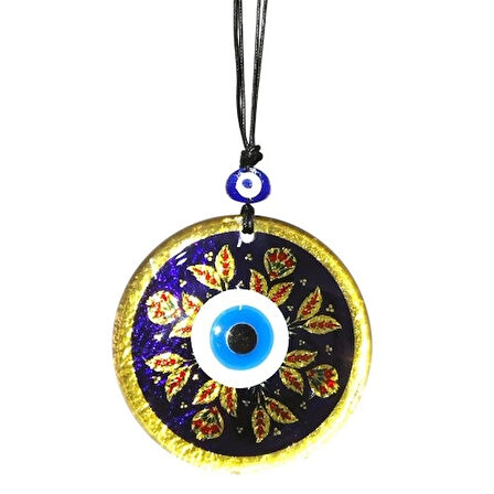 Dodes Kırmızı Laleli Gold Renk Cam Süs Altın Varaklı Duvar Dekoru