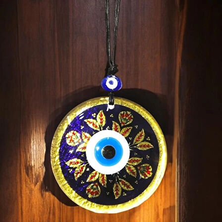 Dodes Kırmızı Laleli Gold Renk Cam Süs Altın Varaklı Duvar Dekoru