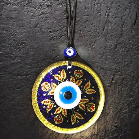 Dodes Kırmızı Laleli Gold Renk Cam Süs Altın Varaklı Duvar Dekoru