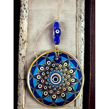 Dodes Dekoratif Desen Nazar Boncuklu Duvar Süsü Cam Duvar Dekoru