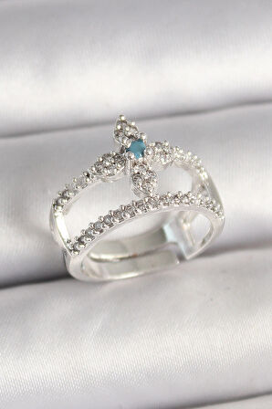 Dodes Dodes Pirinç Gümüş Renk Zirkon Taşlı Ayarlanabilir Model Kadın Yüzük TG27BYK3680