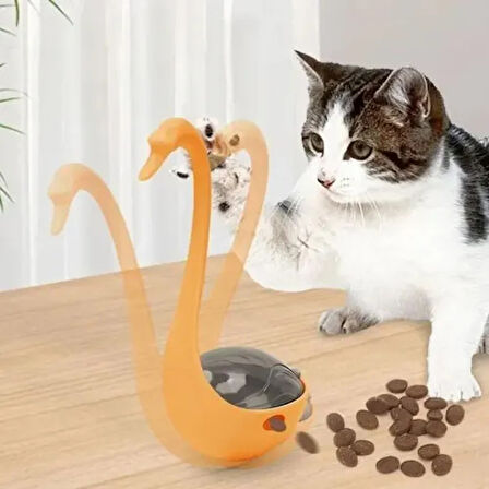Dodes Kuğu Şeklinde Lazerli ve Mama Hazneli Kedi Oyuncağı