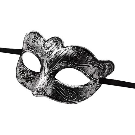 Dodes Maskeli Balo Antik Gri Gümüş Eskitilmiş Maske Balo Venedik