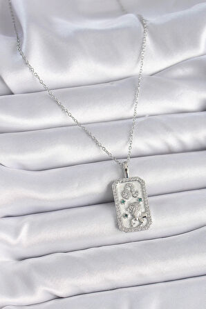 Dodes 316L Çelik Gümüş Renk Zincir Aslan Burcu Zirkon Taşlı Kadın Kolye TG27BKO9451