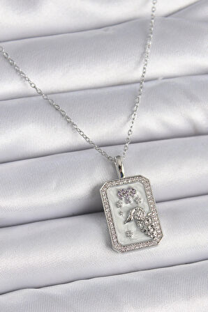 Dodes 316L Çelik Gümüş Renk Zincir Koç Burcu Zirkon Taşlı Kadın Kolye TG27BKO9452