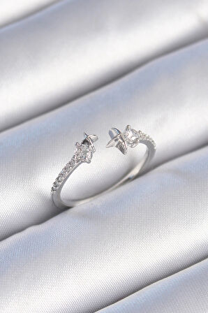 Dodes Pirinç Gümüş Renk Zirkon Taş Detay Yıldız Model Kadın Yüzük TG27BYK3447