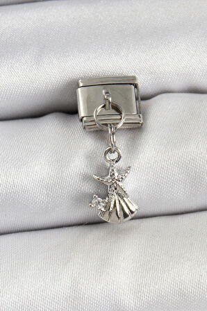 Dodes Dodes 316L Çelik Sallantılı Zirkon Taşlı Deniz Yıldızı Ve İstiridye Model Gümüş Renk Nomination Charm TG27BC1454