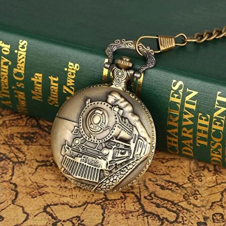 Dodes Antika Tren Tasarımlı Köstekli Cep Saati