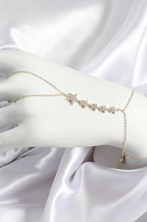 Dodes Pirinç Zirkon Taşlı Yıldız Model Gold Renk Kadın Şahmeran TG27SN687