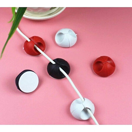 Dodes Yapışkanlı Kablo Sabitleyici Düzenleyici 6'lı Paket (2 Beyaz-2 Kırmızı-2 Siyah)