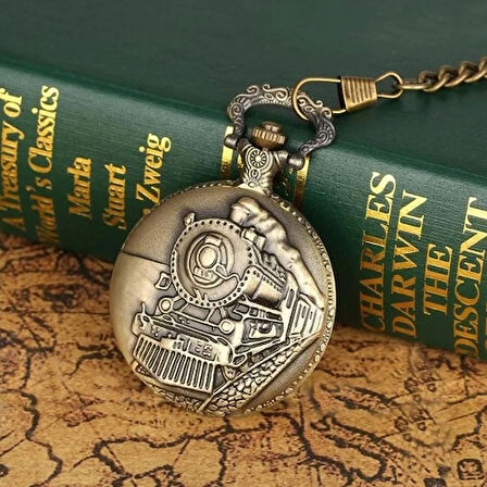 Dodes Antika Tren Tasarımlı Köstekli Cep Saati