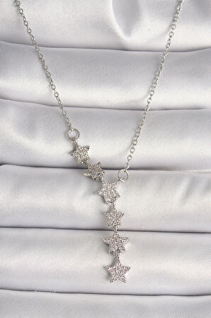 Dodes Dodes 316L Çelik Gümüş Renk Zincir Zirkon Taşlı Yıldız Model Kadın Kolye TG27BKO9904