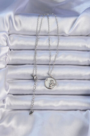 Dodes 316L Çelik Zincir Gümüş Renk Zirkon Taşlı Mineli Melek Kolye TG27BKO9086