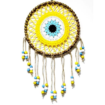 Dodes Sarı Motifli Renkli Boncuklu El Yapımı Duvar Süsü