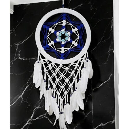 Dodes Nazar Boncuğu Renklerinde Yıldız Motifli Büyük Boy Düş Kapanı Duvar Dekoru