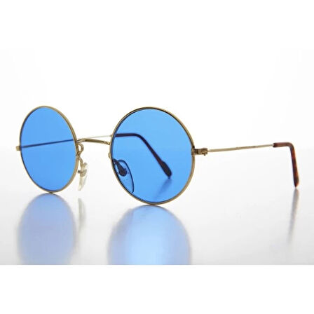 Dodes Yuvarlak Cam John Lennon Tarzı Gold Çerçeveli Mavi Gözlük