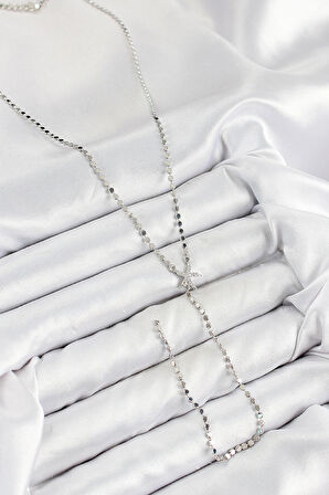 Dodes Dodes Pirinç Zirkon Taşlı Ezme Zincirli Deniz Yıldızı Model Gümüş Renk Y Kolye TG27BKO10466