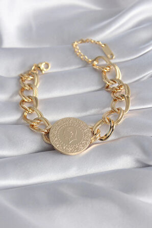 Dodes 316L Çelik Gold Renk Tam Altın Model Samanyolu Kadın Bileklik TG27BB5866