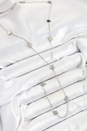 Dodes 316L Çelik Kutup Yıldızı Figürlü Y Model Gümüş Renk Kadın Kolye TG27BKO10332