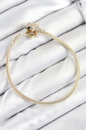 Dodes Dodes Pirinç Charm Zirkon Taşlı Yıldız Model Gold Renk Kadın Bileklik TG27BB7810