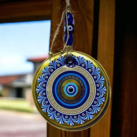 Dodes Altın Varak Nazar Boncuklu Duvar Süsü Cam Duvar Dekoru