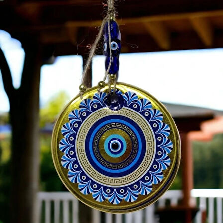 Dodes Altın Varak Nazar Boncuklu Duvar Süsü Cam Duvar Dekoru