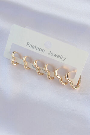 Dodes Dodes Pirinç Gold Renk Kalp Model Küpe Seti TG27BKP8992