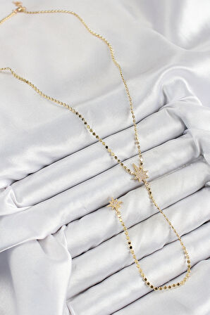 Dodes Dodes Pirinç Zirkon Taşlı Ezme Zincirli Kutup Yıldızı Model Gold Renk Y Kolye TG27BKO10469