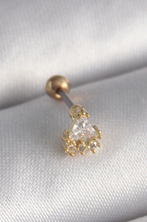 Dodes 316L Çelik Gold Renk Üçgen Zirkon Taşlı Tragus Piercing TG27PR1238