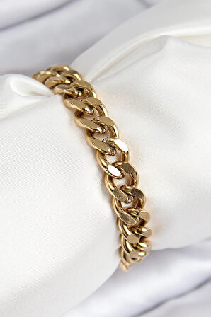 Dodes 316L Çelik Klasik Kalın Zincir Model Gold Renk Kadın Bileklik TG27BB7791