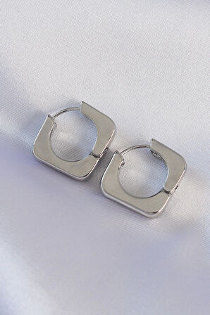 Dodes Pirinç Gümüş Renk Kare Küpe TG27BKP8987