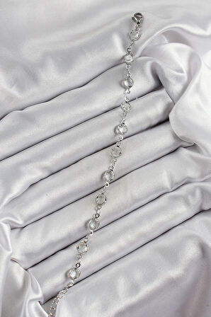 Dodes Pirinç Gümüş Renk Zirkon Taşlı Bileklik TG27BB7044